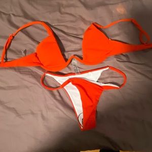 red ribbed underwire SHEIN bikinj size small